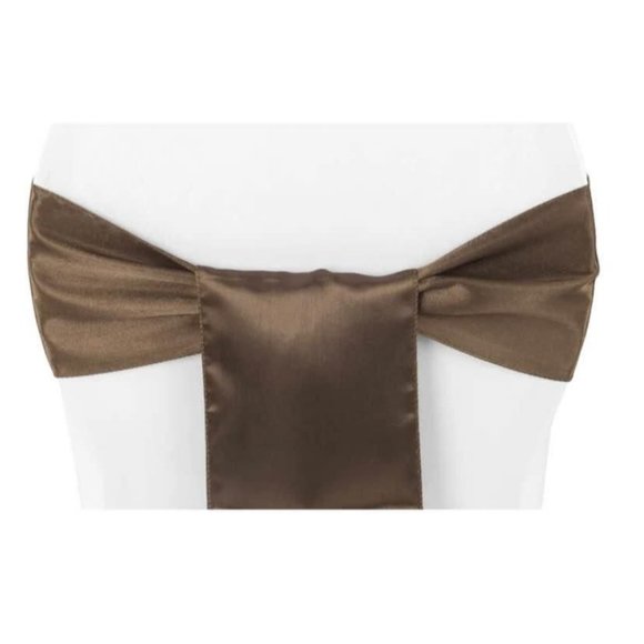 50 count | Chocolate Brown Satin Chair Sashes Wedding Party Dining Banquet Bows - Picture 1 of 2